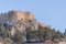 Summer bottom cliff view Acropolis of Lindos of Rhodes