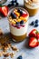 The Summer Breakfast Parfait is a colorful and delicious layered breakfast served in a glass or Mason jar. It's a