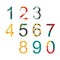 Summer bright decorated numbers in hand drawn style, drawn with freehand brush graphic.