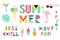 Summer bright memphis style elements set. Design with geometric elements food