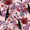 Summer Bright monotone red Tropical forest Colorful Toucan, exo