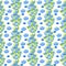 Summer bright pattern with green leaves and blue blueberries. Hand drawn watercolor illustration isolated on white background.