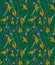 Summer bright seamless pattern of exotic flowers and leaves. Modern style design for fashion ,fabric and all prints on green backg
