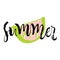 Summer. Calligraphy greeting card with watermelon. Hand drawn de