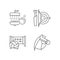 Summer camp activities linear icons set