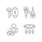 Summer camp activities linear icons set