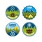 Summer camp badge. Camp logo set