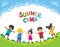 Summer camp. Children. Design template with logo