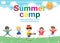 Summer camp kids education concept Template for advertising brochure, activities on camping poster your text ,Vector Illustration