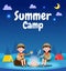 Summer camp kids wear scout honor uniform banner template background education for advertising brochure poster, happy children