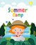 Summer camp kids wear scout honor uniform banner template background education for advertising brochure poster, happy children