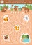 Summer camp maze for children. Active holidays preschool printable activity. Family nature trip labyrinth game or puzzle with cute