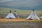 Summer camp of reindeer herders, morning. Yamal, Russia