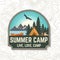 Summer camp. Vector. Concept for patch, print, stamp or tee. Vintage typography design with canoe, paddle, camping tent