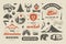 Summer camping and outdoor adventures design elements set, quotes and icons vector illustration