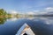 Summer canoe paddling on lake