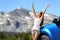 Summer car travel freedom woman in Yosemite Park