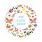 Summer card in the shape floral wreath on white background