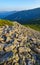 Summer Carpathian mountains evening view, Ukraine. Stony Gorgany massif