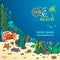 Summer cartoon marine life background.