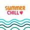 Summer chill hand drawn lettering with illustration waves