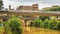 Summer city landscape - view of the bridges over the River Gers in the town of Auch