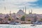 Summer city landscape - view of the promenade of Istanbul and the historical district of Fatih