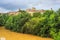 Summer city landscape - view of the River Gers and Auch Cathedral, in the town of Auch