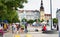 Summer cityscape - view of the Masarykovo Square with the Town Hall in the center of Ostrava