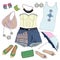 Summer clothes collection for young women and girl.