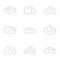 Summer cloud icon set, outline style