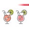 Summer cocktail glass with lemon line icon. Outline, editable stroke vector cocktails