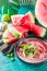 Summer cold watermelon gazpacho soup