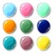 Summer colored buttons with glass surface effect. Blank buttons set for web design or game graphic.