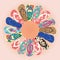 Summer colorful flipflops in circle