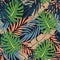 Summer colorful hawaiian seamless pattern with tropical plants.  Colorful stylish floral.Trendy summer Hawaii print.