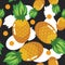 Summer Colorfull Fresh Pineapple Fruit Seamless Pattern