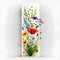 Summer colourful wild flowers on a tapestry on a white background