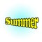 Summer comic book text in pop art style. Lettering on a halftone background. Bright joyful vector illustration