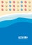 Summer concept, vector background for poster. Beach and sea with umbrella, flat view