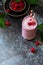 Summer cool milkshake. Raspberry protein shake in glass