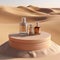 Summer Cosmetic Product Display Podium on Desert Sand Background - Perfume, Fashion and Natural Product Showcase. Generative AI