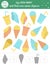 Summer counting game with ice-cream, lemonade and seashell. Beach food math activity for preschool children. How many objects