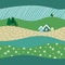 Summer country landscape seamless pattern