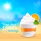 Summer creamy dessert on sunny beach