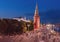 Summer cycling festival at the walls of the Kremlin. Cyclists and cycling marathon.