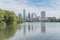 Summer day along Colorado River in downtown Austin, Texas, USA