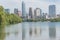 Summer day along Colorado River in downtown Austin, Texas, USA