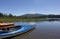 Summer Day Colorful Kayaks On Hosmer Lake Oregon