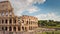 Summer day famous rome colosseum tourist crowded panorama 4k time lapse italy